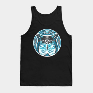 Owl Shamanic Animal Emblem - Grey Blue Tank Top